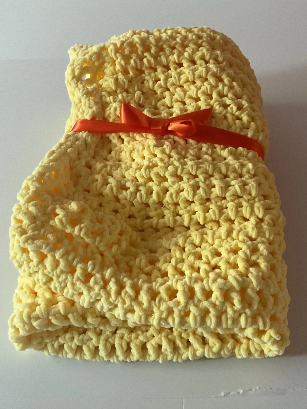 Hand made by seller, Soft Chunky Crochet Baby Blanket - Yellow